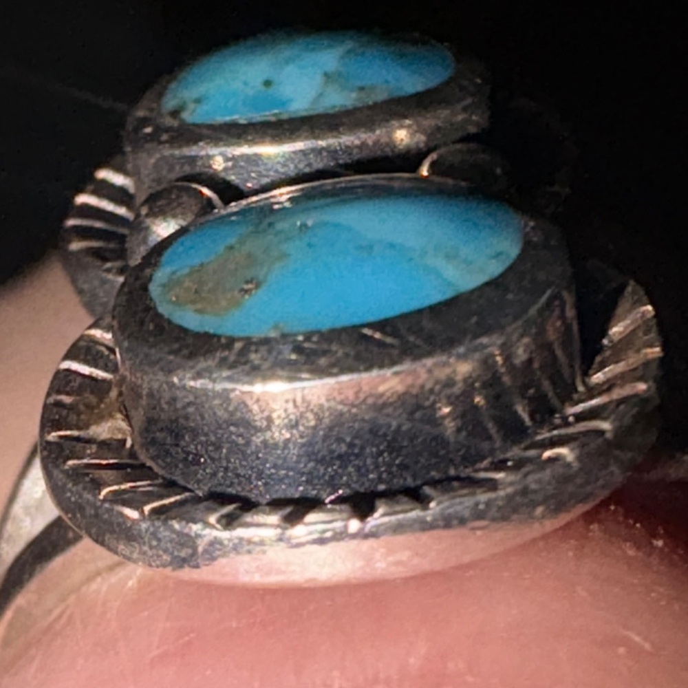 Turquoise in a “Snake Eyes” 925 Sterling Silver Setting - Picture 11 of 11